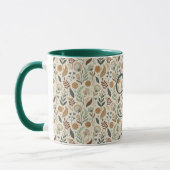 Mug Monogram Boho Leaves Botanical Brown Green Beige (Gauche)