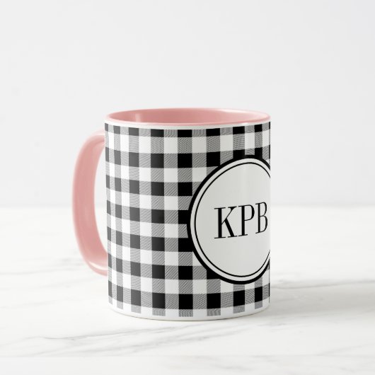 Mug Monogram Buffalo Check 11oz. Boisson combo (Devant gauche)
