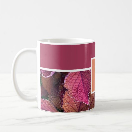 Mug Monogram burgundy pêche tonus chaud feuilles (Gauche)
