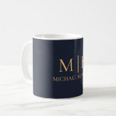 Mug Monogram Chic Marine Bleu Et Or (Devant gauche)