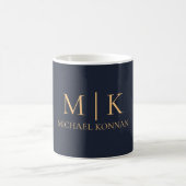 Mug Monogram Chic Marine Bleu Et Or (Centre)
