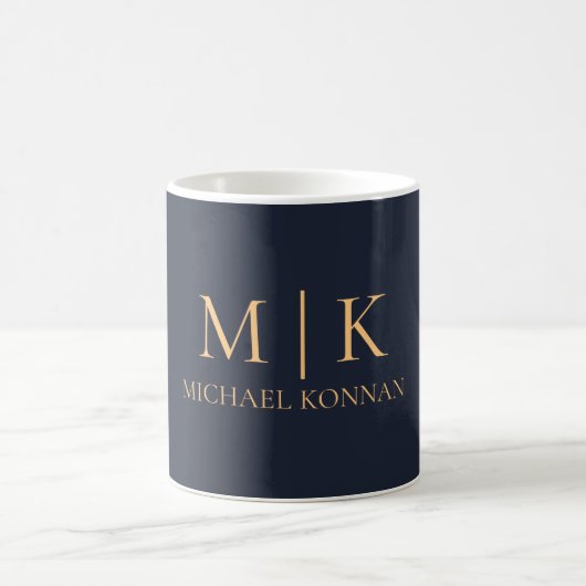 Mug Monogram Chic Marine Bleu Et Or (Centre)