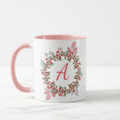 Mug Monogram Christmas Berry Wreath (Gauche)
