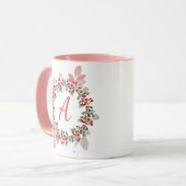 Mug Monogram Christmas Berry Wreath (Devant gauche)