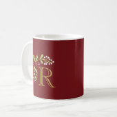 Mug Monogram Christmas Holly & Mistletoe Red (Devant gauche)