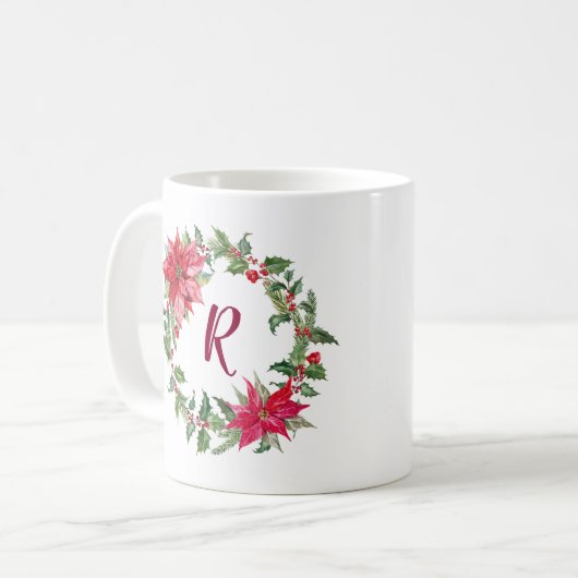 Mug Monogram Christmas Wreath (Devant gauche)