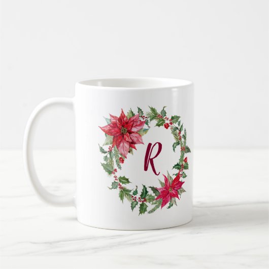 Mug Monogram Christmas Wreath (Gauche)