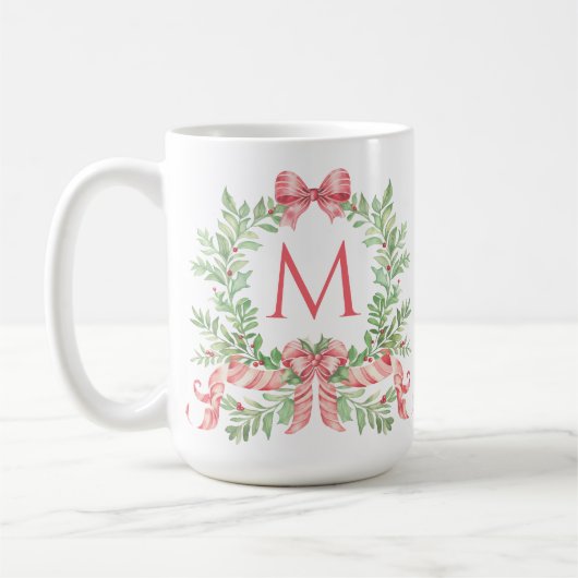 Mug Monogram Christmas Wreath (Gauche)