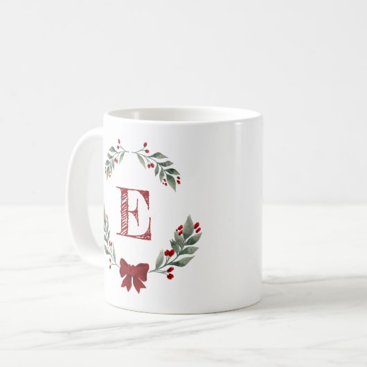 Mug Monogram Christmas Wreath (Devant gauche)