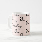 Mug Monogram Classic Elegant Cute Script Name Motif (Devant gauche)