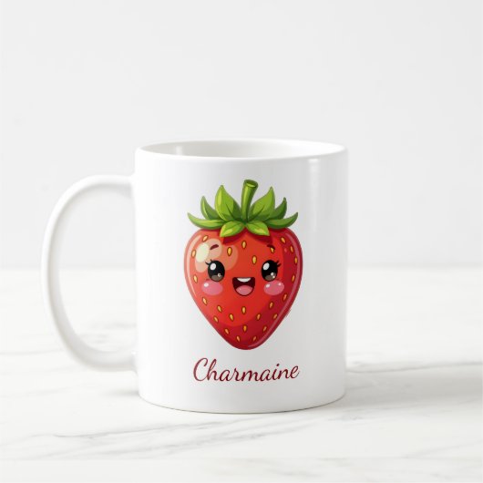 Mug Monogram cute strawberry kawaii (Gauche)