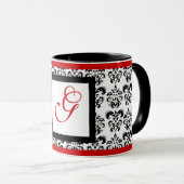 Mug MONOGRAM DE DAMASK, rouge (Devant droit)