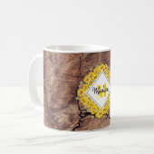 Mug Monogram de Rustic Sunflowers & Wood Texture (Devant gauche)