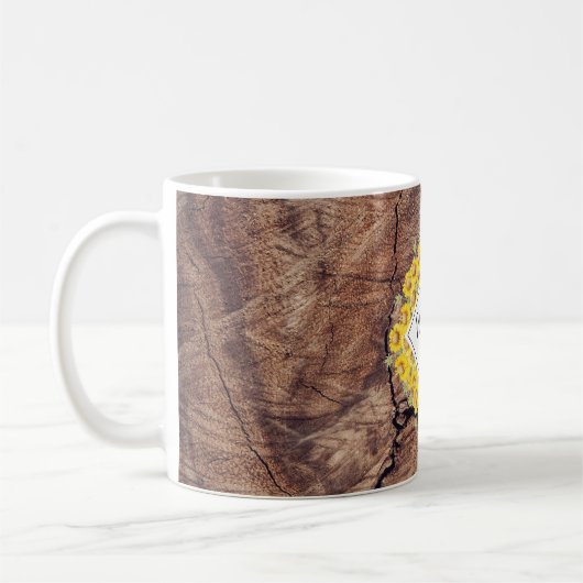 Mug Monogram de Rustic Sunflowers & Wood Texture (Gauche)