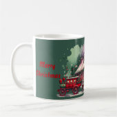 Mug Monogram Festive Vintage Noël sur le vert | (Gauche)