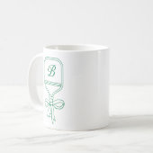 Mug Monogram Green Bow Pickleball Paddle (Devant gauche)