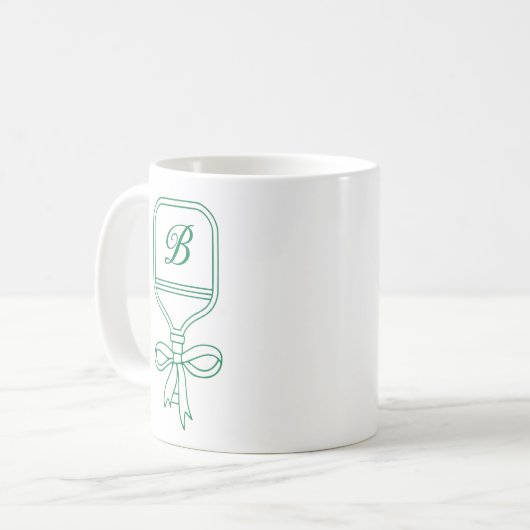 Mug Monogram Green Bow Pickleball Paddle (Devant gauche)