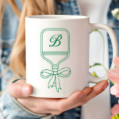 Mug Monogram Green Bow Pickleball Paddle