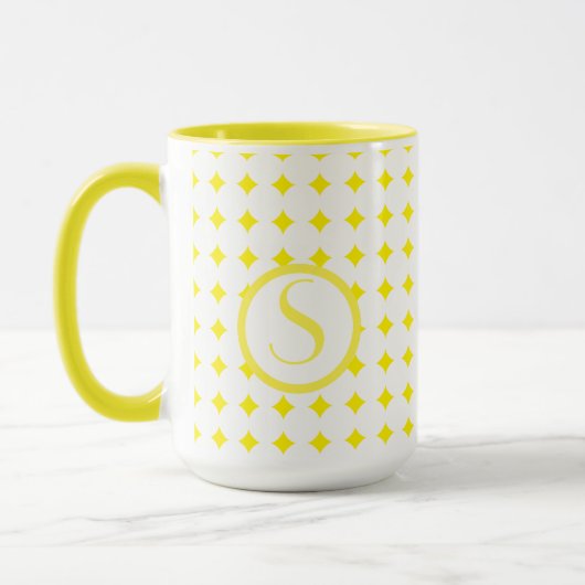Mug Monogram Initial Diamants Jaune Clair Moderne (Gauche)