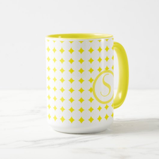 Mug Monogram Initial Diamants Jaune Clair Moderne (Devant droit)