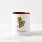 Mug Monogram Initial P Elegant Gold Peony Personalized (Centre)