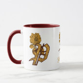 Mug Monogram Initial P Elegant Gold Peony Personalized (Gauche)