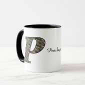 Mug Monogram Initial P Hydrangea Flowers Personalized (Devant gauche)
