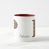 Mug Monogram Initial P Vintage Floral Personalized (Centre)