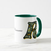 Mug Monogram Initial R Daisy Floral Art Personalized (Devant droit)