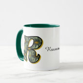 Mug Monogram Initial R Daisy Floral Art Personalized (Devant gauche)