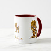 Mug Monogram Initial R Elegant Gold Peony Personalized (Devant droit)