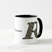 Mug Monogram Initial R Hydrangea Flowers Personalized (Devant droit)