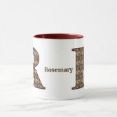 Mug Monogram Initial R Vintage Floral Personalized (Centre)