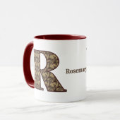 Mug Monogram Initial R Vintage Floral Personalized (Devant gauche)