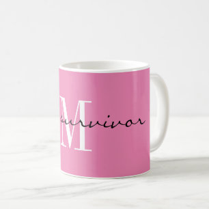 Mug Monogram, je suis un survivant, Pink 11oz Classic