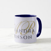 Mug Monogram Lavender Gold Black Minimalist Stylish (Devant droit)