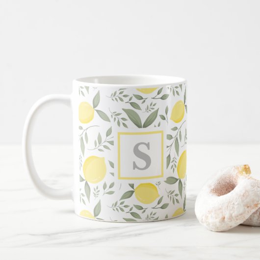 Mug Monogram Lemon et Feuilles (Avec donut)