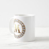 Mug Monogram Letter M on Rose Gold Glitter Background (Devant gauche)