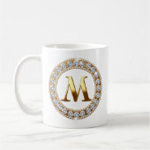 Mug Monogram Letter M on Rose Gold Glitter Background (Gauche)
