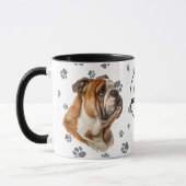 Mug Monogram Love My Bulldog Pawprint Pattern (Gauche)