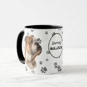Mug Monogram Love My Bulldog Pawprint Pattern (Devant gauche)