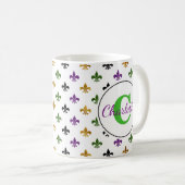 Mug Monogram Mardi Gras Fleur De Lis tendance (Devant droit)