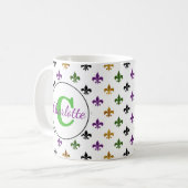 Mug Monogram Mardi Gras Fleur De Lis tendance (Devant gauche)