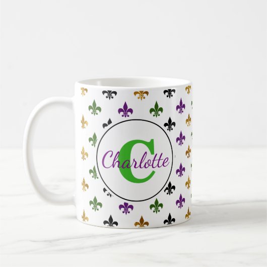 Mug Monogram Mardi Gras Fleur De Lis tendance (Gauche)