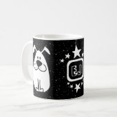 Mug Monogram mignon Doodle chien avec étoiles (Devant gauche)