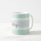 Mug Monogram Mint Green Cute Chic Polka Motif (Devant droit)