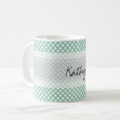 Mug Monogram Mint Green Cute Chic Polka Motif (Devant gauche)