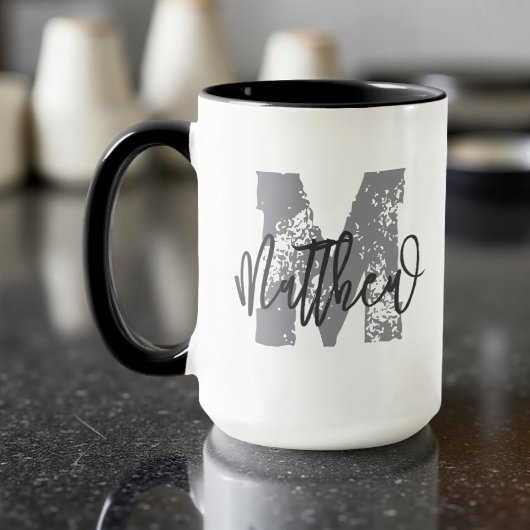 Mug Monogram Modern Cool Grunge Ajouter Votre Nom