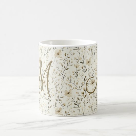 Mug Monogram Neutral Boho Florals Wildflowers Flowers  (Centre)