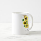 Mug Monogram Or Sunflower Initial Floral Féminin V (Devant droit)
